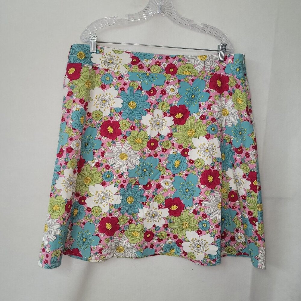Sevier‎ Skirts Womens 16 Mulitcolor Floral Lined Mini Side Zip Bright Colorful